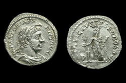 Elagabalus, Denarius, Sacrificing as Syrian Priest reverse